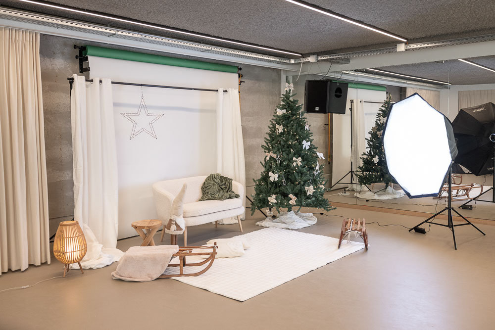 onze complete fotostudio ingricht voor een kerstshoot